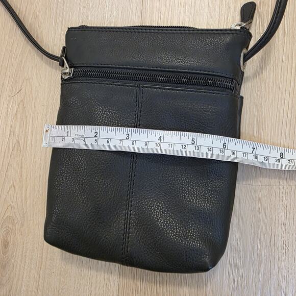 Ili New York Black Genuine Leather Minimalist Rectangle Crossbody Mini Sac Purse - Picture 6 of 6